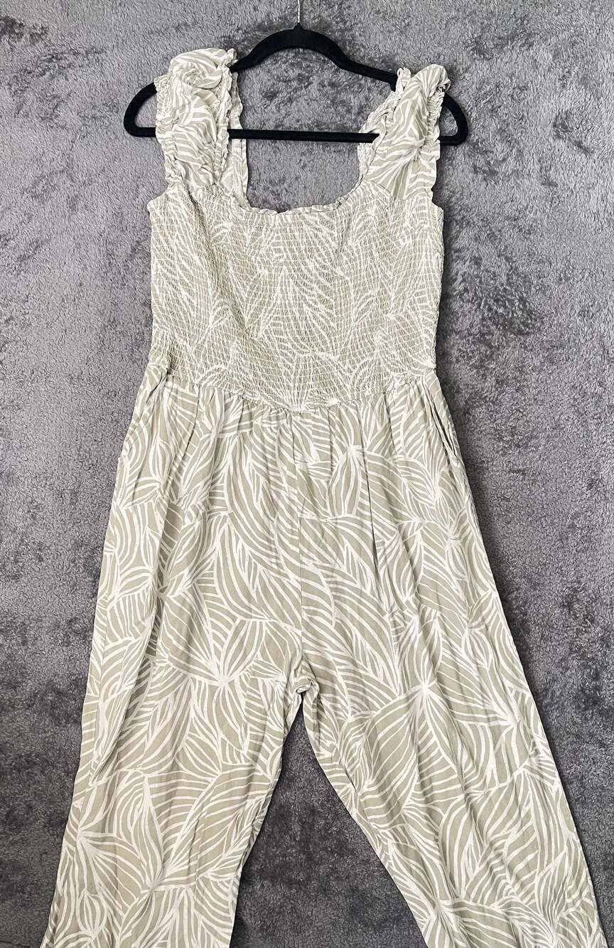 Jessica Simpson Smocked Ruffle Strap Jumpsuit Size XL